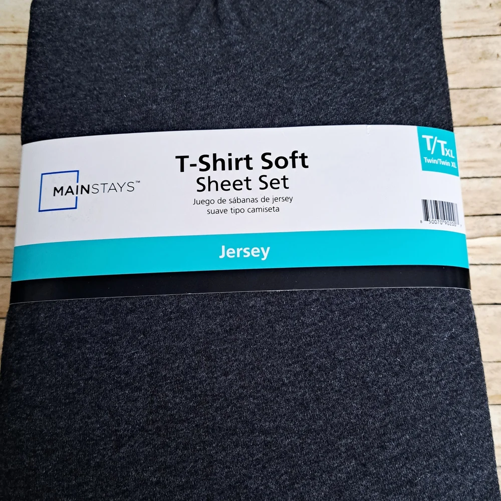 Mainstays T-Shirt Soft Jersey  Sheet Set in Dark Gray